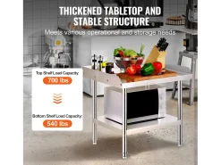 Mesa de Trabalho em Aço Inoxidável SucceBuy, 610 x 711 x 660 mm, Mesa de Preparação de Alimentos Comercial para Restaurante