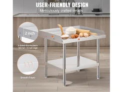 Mesa de Trabalho em Aço Inoxidável SucceBuy, 610 x 711 x 660 mm, Mesa de Preparação de Alimentos Comercial para Restaurante