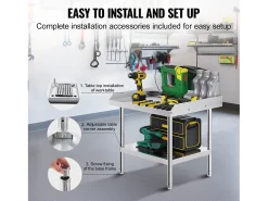 Mesa de Trabalho em Aço Inoxidável SucceBuy, 610 x 711 x 660 mm, Mesa de Preparação de Alimentos Comercial para Restaurante