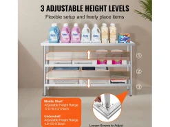 Mesa de Trabalho em Aço Inoxidável SucceBuy, 356 x 1524 x 864 mm, Mesa Comercial de Preparação para Cozinhas
