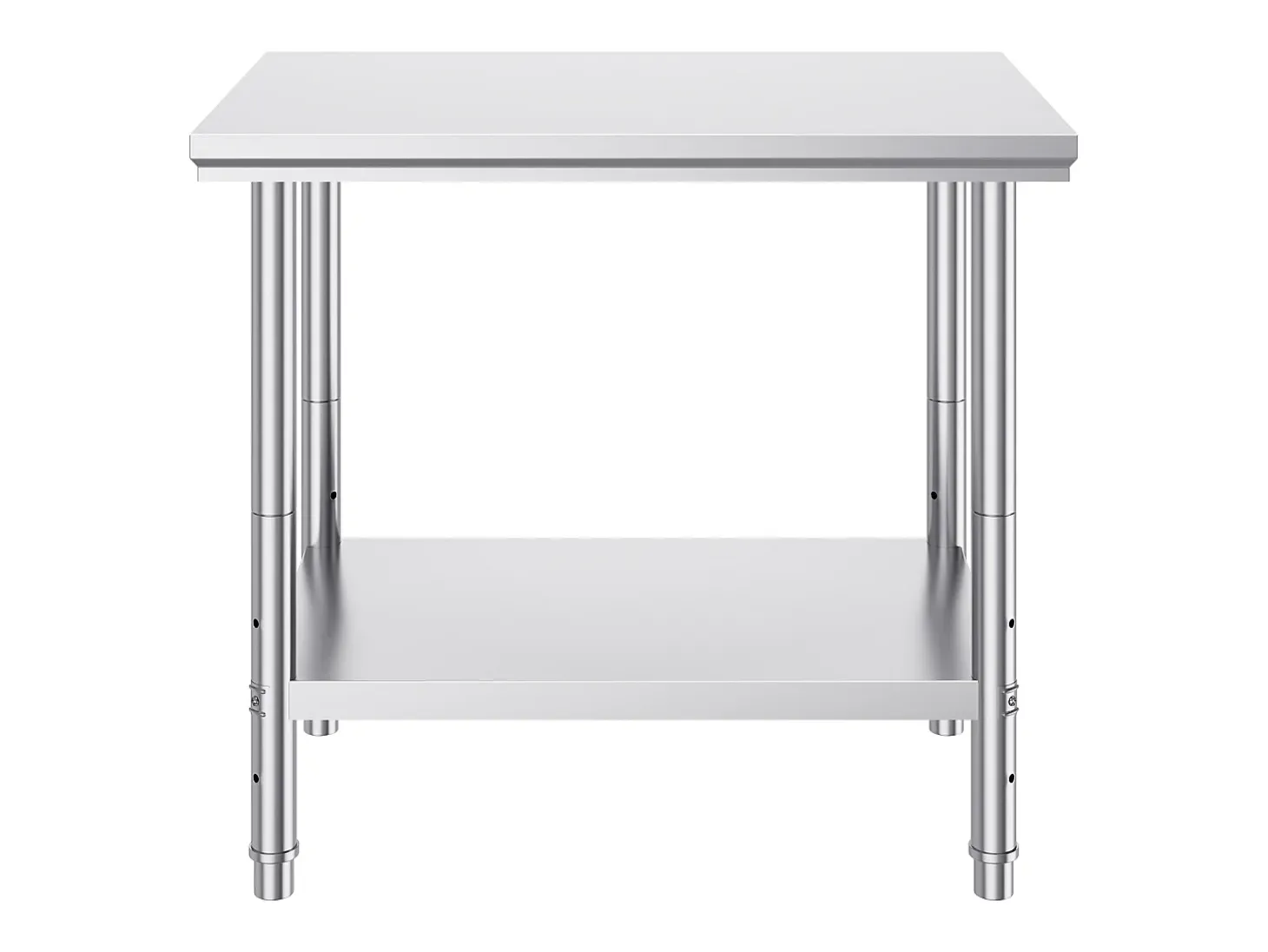 Mesa de Trabalho em Aço Inoxidável 60x90x80 cm, 2 Andares, para Preparação de Cozinha de Alimentos e Refeições, Hotéis, Escritórios, Hospitais
