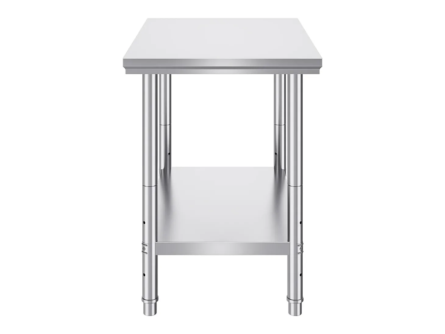 Mesa de Trabalho em Aço Inoxidável 60x90x80 cm, 2 Andares, para Preparação de Cozinha de Alimentos e Refeições, Hotéis, Escritórios, Hospitais