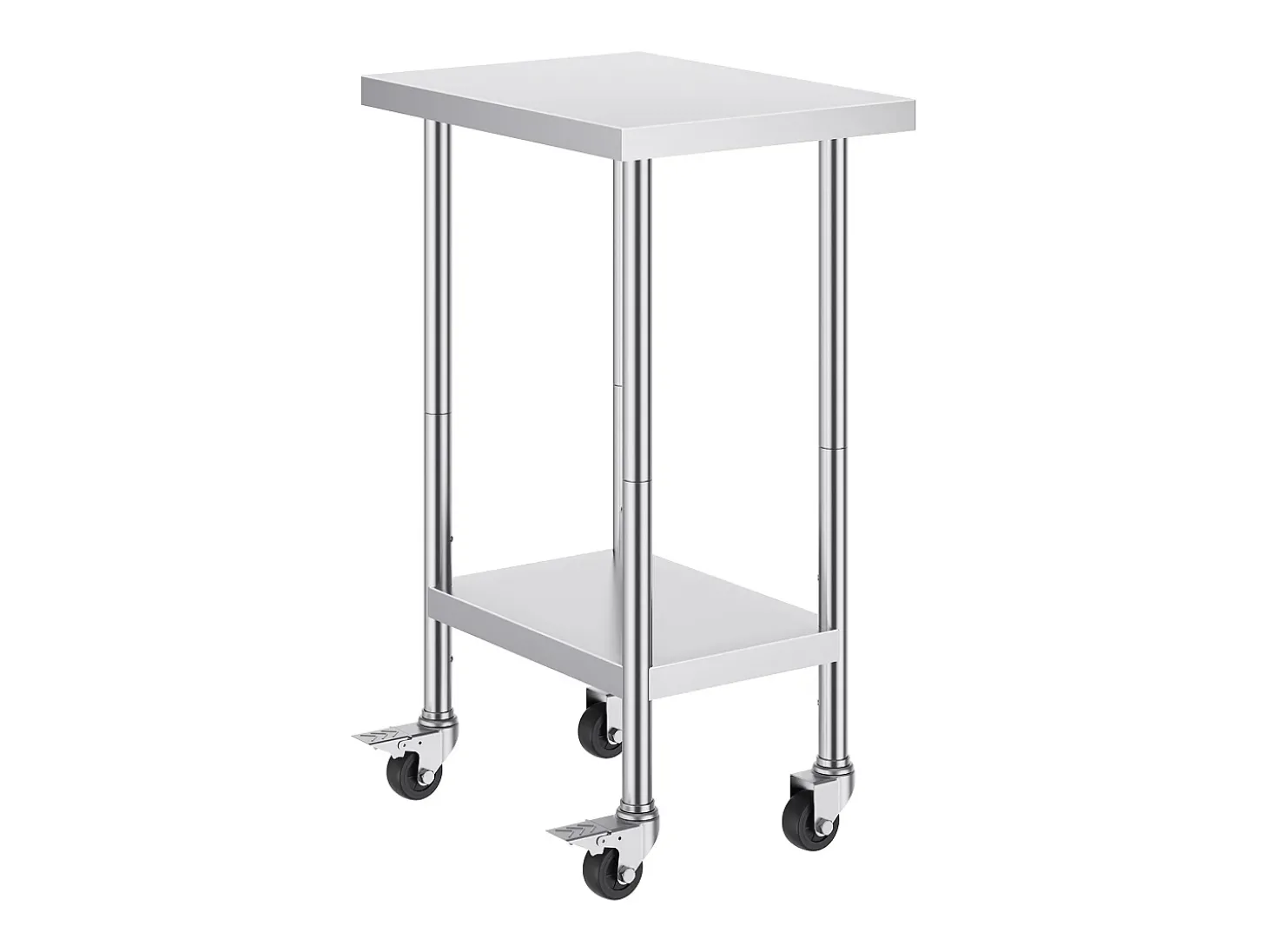 Mesa de Trabalho em Aço Inoxidável SucceBuy, 610 x 457 x 954,6 mm, Mesa Comercial de Preparação com 4 Rodízios