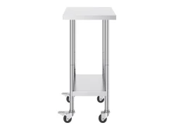 Mesa de Trabalho em Aço Inoxidável SucceBuy, 610 x 457 x 954,6 mm, Mesa Comercial de Preparação com 4 Rodízios