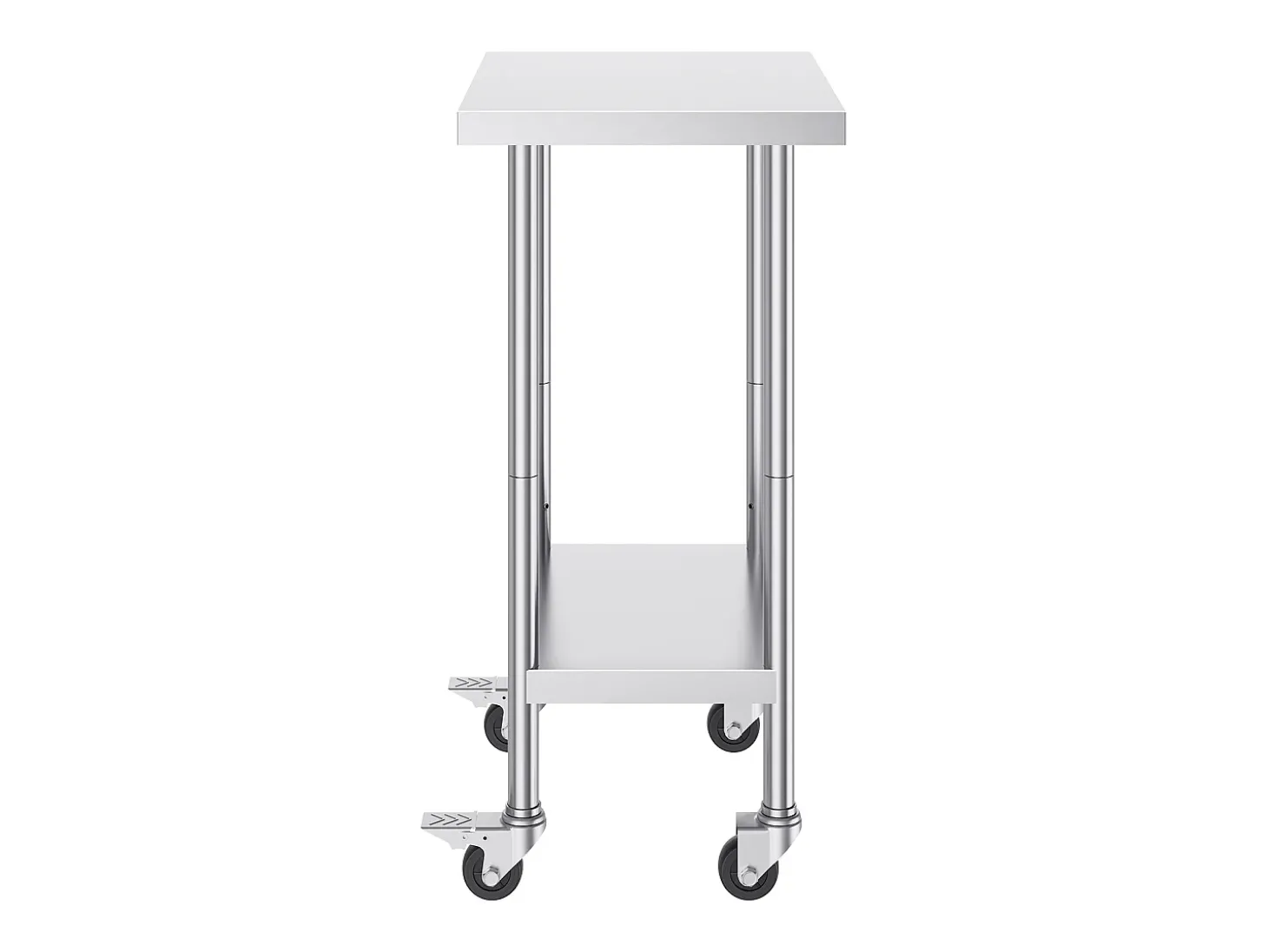Mesa de Trabalho em Aço Inoxidável SucceBuy, 610 x 457 x 954,6 mm, Mesa Comercial de Preparação com 4 Rodízios