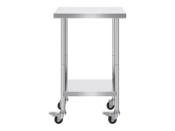 Mesa de Trabalho em Aço Inoxidável SucceBuy, 610 x 457 x 954,6 mm, Mesa Comercial de Preparação com 4 Rodízios
