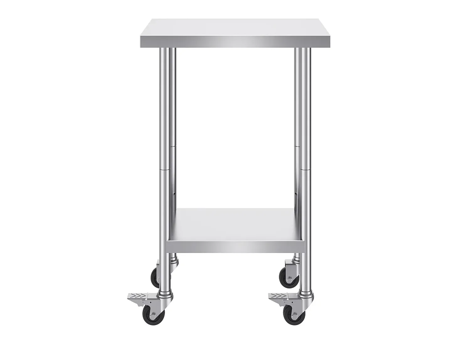 Mesa de Trabalho em Aço Inoxidável SucceBuy, 610 x 457 x 954,6 mm, Mesa Comercial de Preparação com 4 Rodízios