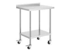 Mesa de Trabalho SucceBuy Mesa de Trabalho em Aço Inoxidável 60.96 x 76.2 cm, Mesa de Preparação de Alimentos Comercial com Rodízios