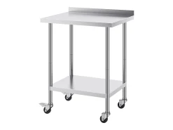 Mesa de Trabalho SucceBuy Mesa de Trabalho em Aço Inoxidável 60.96 x 76.2 cm, Mesa de Preparação de Alimentos Comercial com Rodízios