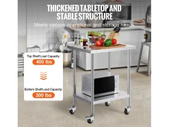 Mesa de Trabalho SucceBuy Mesa de Trabalho em Aço Inoxidável 60.96 x 76.2 cm, Mesa de Preparação de Alimentos Comercial com Rodízios