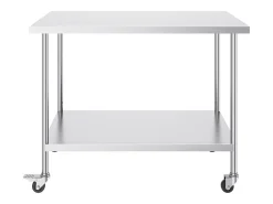Mesa de Trabalho SucceBuy Mesa de Trabalho em Aço Inoxidável 76.2 x 121.92 cm, Mesa de Preparação Comercial com 4 Rodízios
