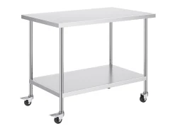 Mesa de Trabalho SucceBuy Mesa de Trabalho em Aço Inoxidável 76.2 x 121.92 cm, Mesa de Preparação Comercial com 4 Rodízios