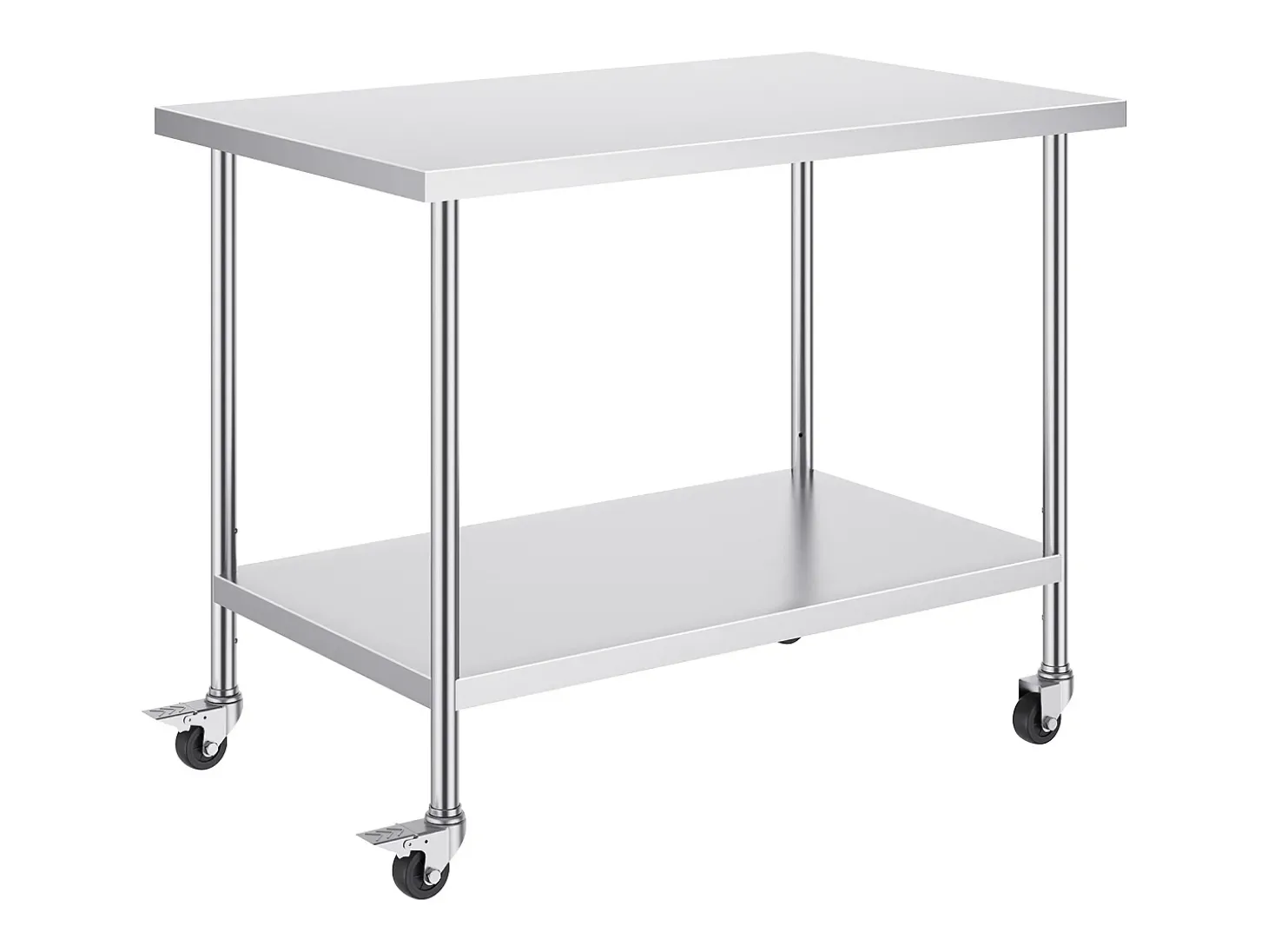 Mesa de Trabalho SucceBuy Mesa de Trabalho em Aço Inoxidável 76.2 x 121.92 cm, Mesa de Preparação Comercial com 4 Rodízios