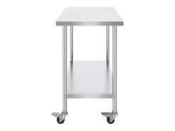 Mesa de Trabalho SucceBuy Mesa de Trabalho em Aço Inoxidável 76.2 x 121.92 cm, Mesa de Preparação Comercial com 4 Rodízios
