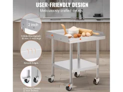 Mesa de Trabalho SucceBuy Mesa de Trabalho em Aço Inoxidável 60.96 x 60.96 cm, Mesa de Preparação de Alimentos Comercial para Serviços Pesados