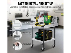 Mesa de Trabalho SucceBuy Mesa de Trabalho em Aço Inoxidável 60.96 x 60.96 cm, Mesa de Preparação de Alimentos Comercial para Serviços Pesados