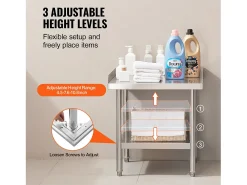 Mesa de Trabalho SucceBuy Mesa de Trabalho em Aço Inoxidável 60.96 x 60.96 cm, Mesa de Preparação de Alimentos para Restaurante
