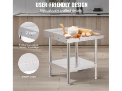 Mesa de Trabalho SucceBuy Mesa de Trabalho em Aço Inoxidável 60.96 x 60.96 cm, Mesa de Preparação de Alimentos para Restaurante