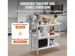 Mesa de Trabalho SucceBuy Mesa de Trabalho em Aço Inoxidável 45.7 x 91.4 cm, Mesa de Preparação de Alimentos para Cozinha Comercial