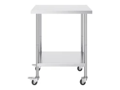 Mesa de Trabalho SucceBuy Mesa de Trabalho em Aço Inoxidável 60.96 x 76.2 cm, Mesa de Preparação Comercial com 4 Rodízios