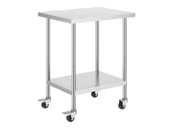 Mesa de Trabalho SucceBuy Mesa de Trabalho em Aço Inoxidável 60.96 x 76.2 cm, Mesa de Preparação Comercial com 4 Rodízios