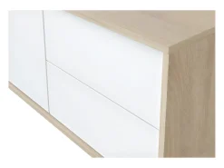 Mesa de TV Brooklyn em carvalho canadense e Nordic Artik White, 47x130x41 cm