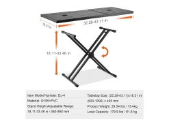 Mesa DJ Portátil SucceBuy, Suporte de Teclado Double-X, Altura Ajustável, Suporte de Mixagem de Áudio, (820-1095) x 465 mm