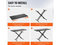Mesa DJ Portátil SucceBuy, Suporte de Teclado Double-X, Altura Ajustável, Suporte de Mixagem de Áudio, (820-1095) x 465 mm