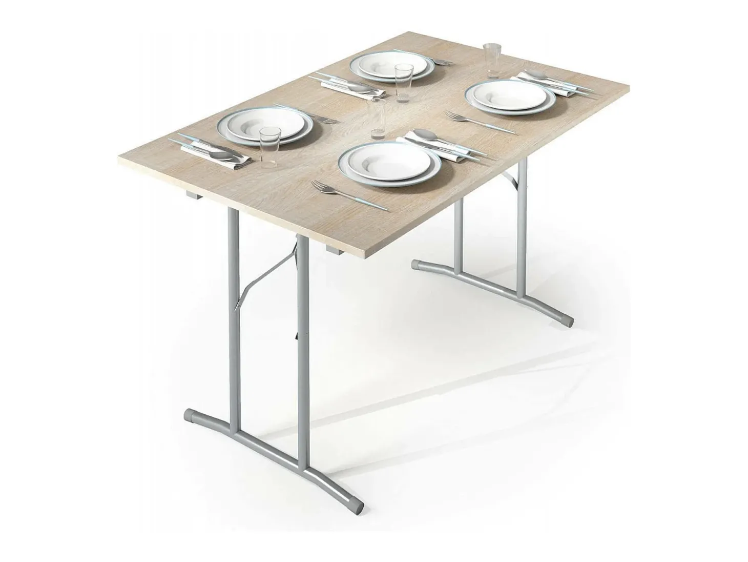 Mesa dobrável Daccurs, Mesa de camping com pernas metálicas dobráveis, Mesa de jantar moderna multiuso, 100% Fabricado na Itália, 125x75h80 cm, Carvalho e Cinza