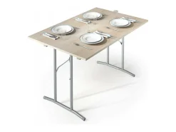 Mesa dobrável Daccurs, Mesa de camping com pernas metálicas dobráveis, Mesa de jantar moderna multiuso, 100% Fabricado na Itália, 125x75h80 cm, Carvalho e Cinza
