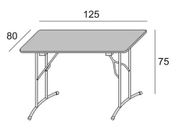 Mesa dobrável Daccurs, Mesa de camping com pernas de metal dobráveis, Mesa de jantar moderna multifuncional, 100% Fabricado na Itália, 125x75h80 cm, Branco