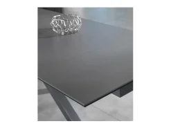 Mesa extensível de 160cm a 240cm moderna Tampo Cerâmico em Vidro Temperado Cinza Grafite