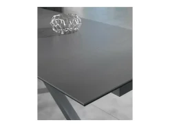 Mesa extensível de 120cm a 170cm moderno Tampo Cerâmico em Vidro Temperado Cinza Grafite