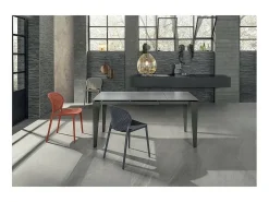Mesa extensível de 120cm a 170cm moderno Tampo Cerâmico em Vidro Temperado Cinza Grafite
