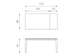 Mesa extensível de 120cm a 170cm moderno Tampo Cerâmico sobre Vidro Temperado Mármore Antracite