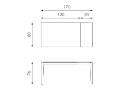 Mesa extensível de 120cm a 170cm moderno Tampo Cerâmico em Vidro Temperado Portoro