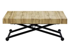 Mesa extensível e levadiça 2 em 1 MDF e aço natural e preto - MORIALA