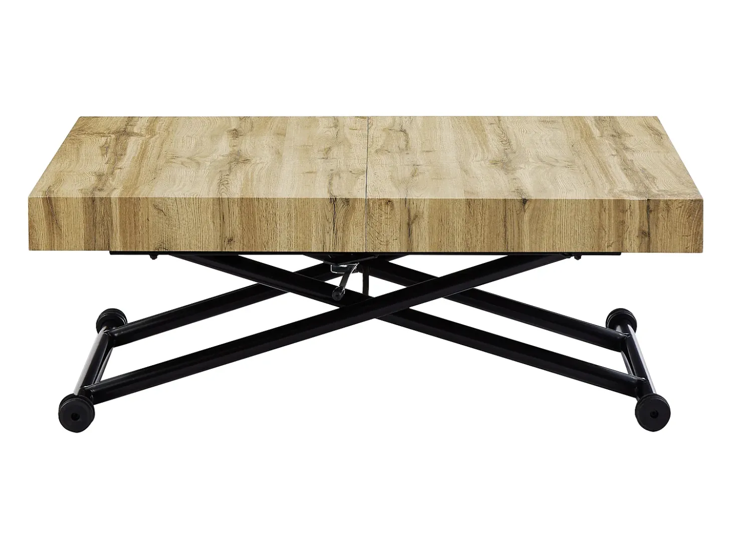 Mesa extensível e levadiça 2 em 1 MDF e aço natural e preto - MORIALA