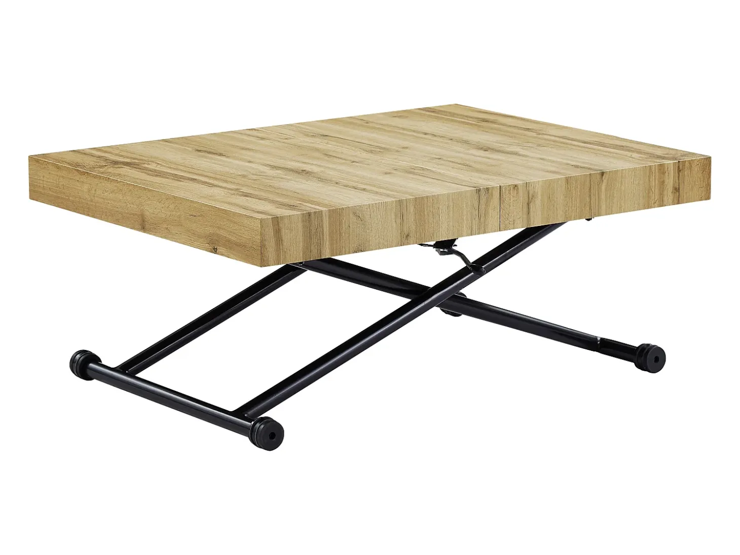 Mesa extensível e levadiça 2 em 1 MDF e aço natural e preto - MORIALA