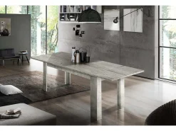Mesa extensível Nanni, Consola extensível até 10 lugares, Consola extensível 100% Fabricado em Itália, 140/190x90h75 cm, Mármore cinza