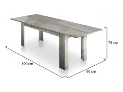Mesa extensível Nanni, Consola extensível até 10 lugares, Consola extensível 100% Fabricado em Itália, 140/190x90h75 cm, Mármore cinza