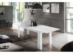 Mesa extensível Nanni, Consola extensível até 10 lugares, Consola extensível 100% Fabricado em Itália, 140/190x90h75 cm, Branco brilhante