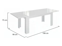 Mesa extensível Nanni, Consola extensível até 10 lugares, Consola extensível 100% Fabricado em Itália, 140/190x90h75 cm, Branco brilhante