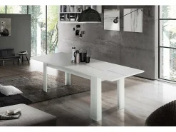 Mesa extensível Nanni, Consola extensível até 10 lugares, Consola extensível 100% Fabricada em Itália, 140/190x90h75 cm, Lariço branco brilhante