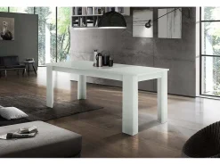 Mesa extensível Nanni, Consola extensível até 10 lugares, Consola extensível 100% Fabricada em Itália, 140/190x90h75 cm, Lariço branco brilhante