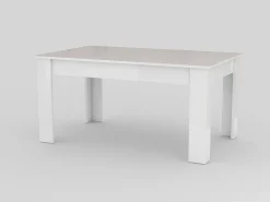 Mesa extensível Nanni, Consola extensível até 10 lugares, Consola extensível 100% Fabricada em Itália, 140/190x90h75 cm, Lariço branco brilhante