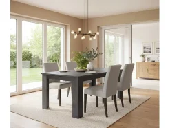 Mesa extensível Natan, Consola extensível até 12 lugares, Consola extensível 100% Fabricado em Itália, 160/210x90h75 cm, Ardósia