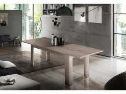 Mesa extensível Natan, Consola extensível até 12 lugares, Consola extensível 100% Fabricado em Itália, 160/210x90h75 cm, Olmo pérola