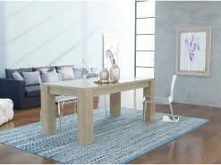 Mesa extensível Natan, Consola extensível até 12 lugares, Consola extensível 100% Fabricado em Itália, 160/210x90h75 cm, Olmo pérola