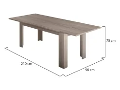 Mesa extensível Natan, Consola extensível até 12 lugares, Consola extensível 100% Fabricado em Itália, 160/210x90h75 cm, Olmo pérola